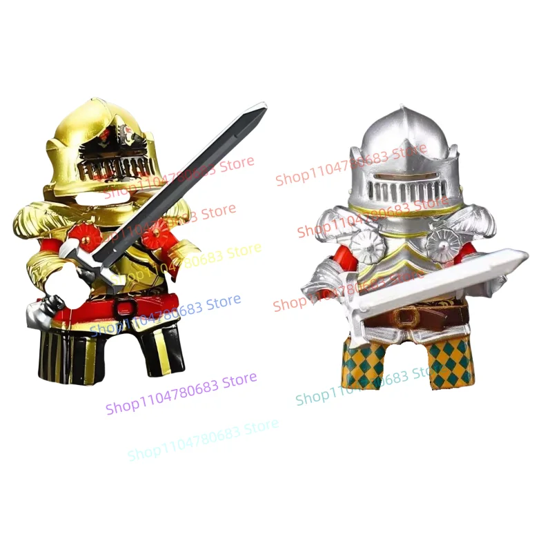 

Строительные блоки MOC, мини-фигурка, серебряная броня и золотая броня, воин, мультфильм, аниме, сборная модель, орнамент, игрушка, детский подарок