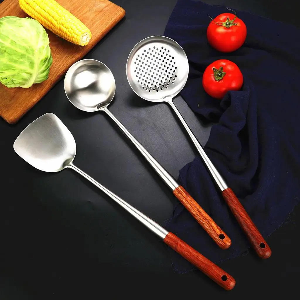 Набор инструментов Wok Ladle, практичная деревянная ручка, подарок для любителей кулинарии, посуда