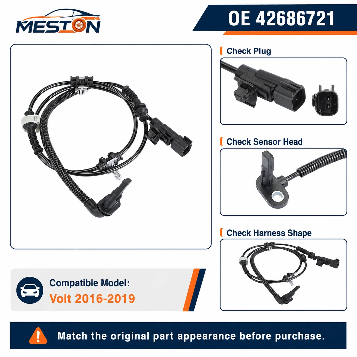 

NEW 42686721 ABS Wheel Speed Sensor Front Left Right for Chevy Volt 2016-2019 New High Quality Car Accessories 39002172 39124497