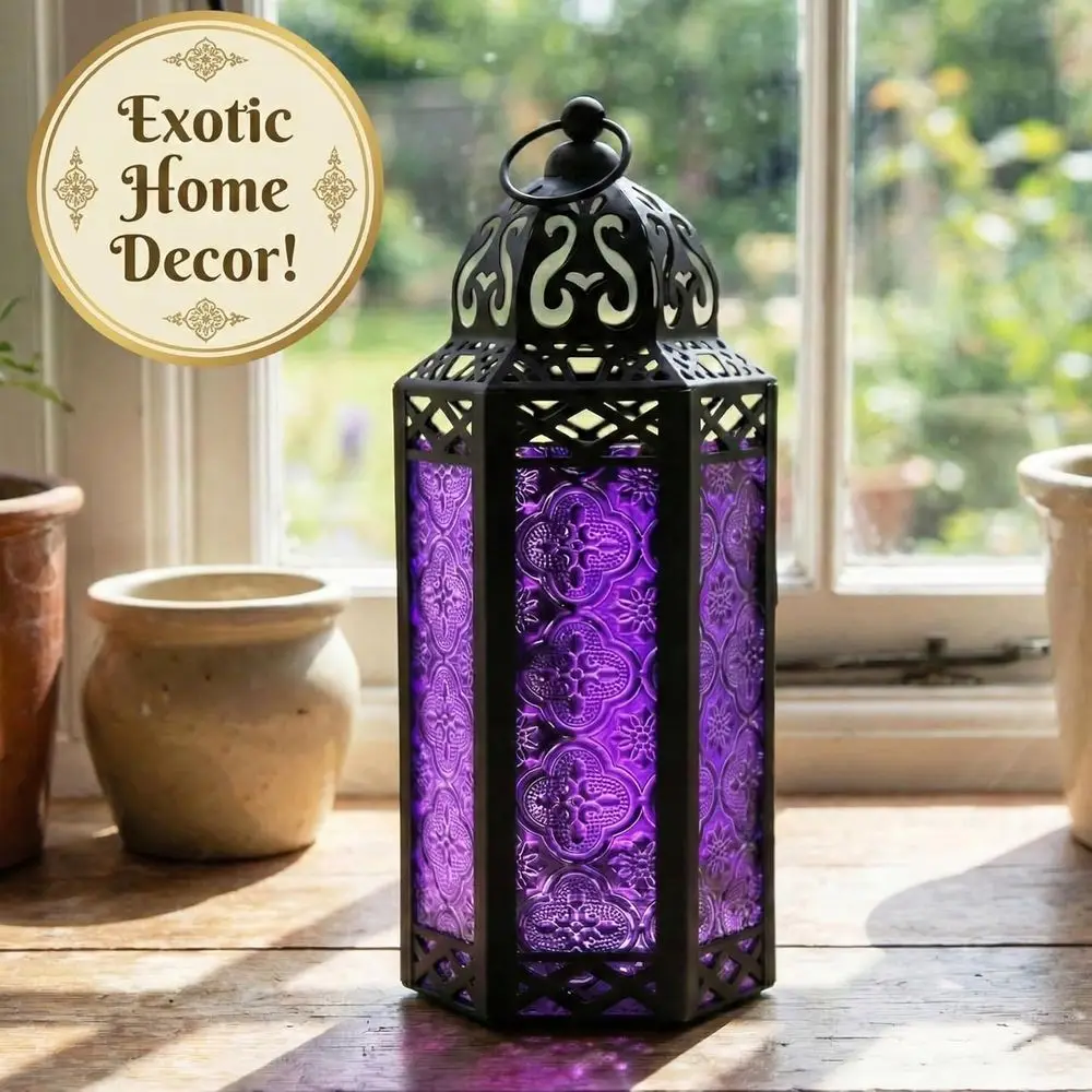 Decorative Indoor Moroccan Gothic Candle Holder, M | Witch Room Decor, Hanging Lamp, Bedroom Table Centerpiece, Halloween Lanter