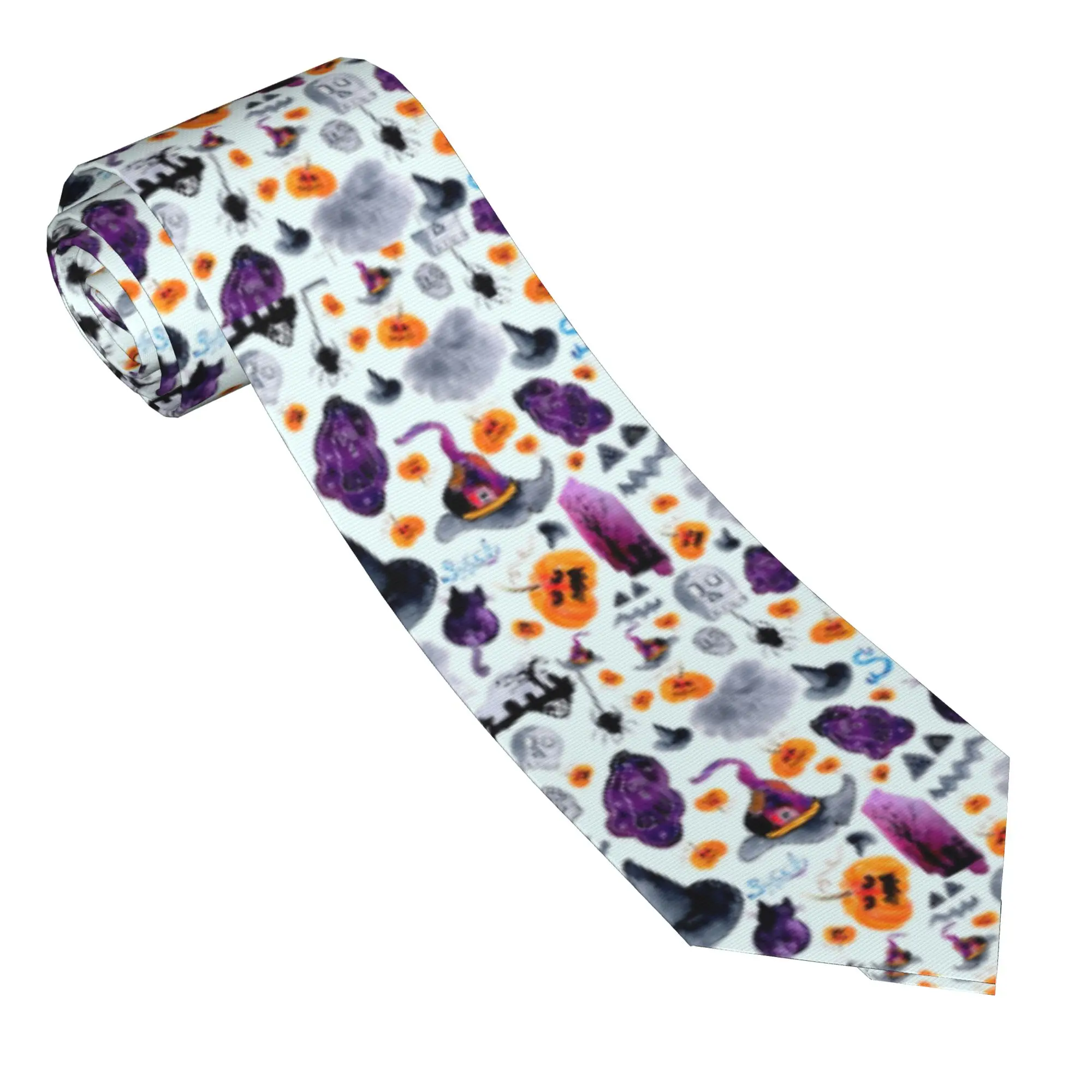 Halloween Wizard Pumpkin Cat Skull Neckties Unisex  8 cm  Neck Tie for Men Wide Accessories Cravat Wedding Accessories Business