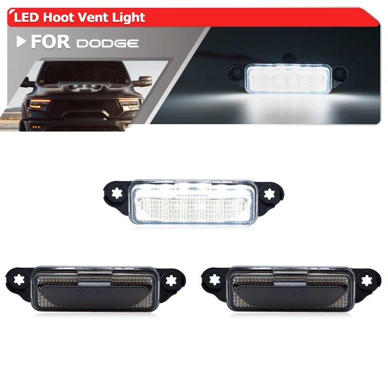 3x Smoked LED Center Hood Scoop Clearance Marker Lights For 2021-2026 Ram 1500 TRX Grille Insert Garnish Accessories Lighting