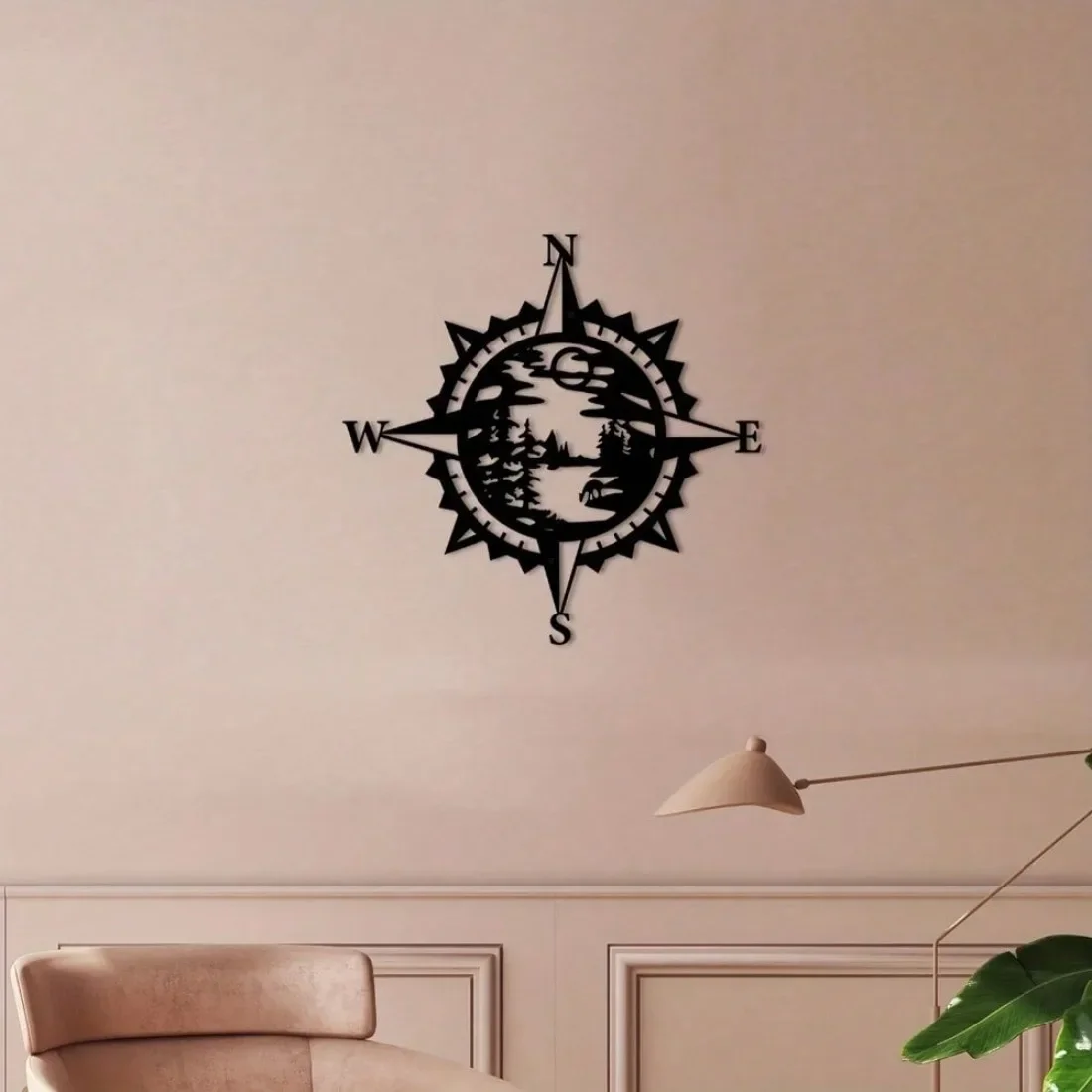 CIFBUY Forest Compass Iron Wall Art Metal Sculpture Hanging Decor Farmhouse Home Ornament Gift Rustic Navigation Sign Plaque