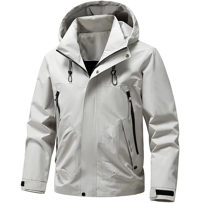 

Gorasion New Men Fashion Outdoor Casual Jacket Solid Hooded Coat Multi-pocket Zipper Windproof Waterproof Outdoor Sport Jackets