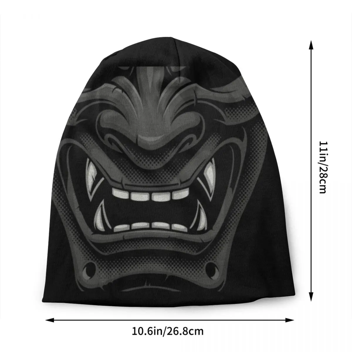 Japanese Oni Demon Samurai Skullies Beanies Caps Men Women Unisex Winter Warm Knitted Hat Adult Hannya Tattoo Bonnet Hats