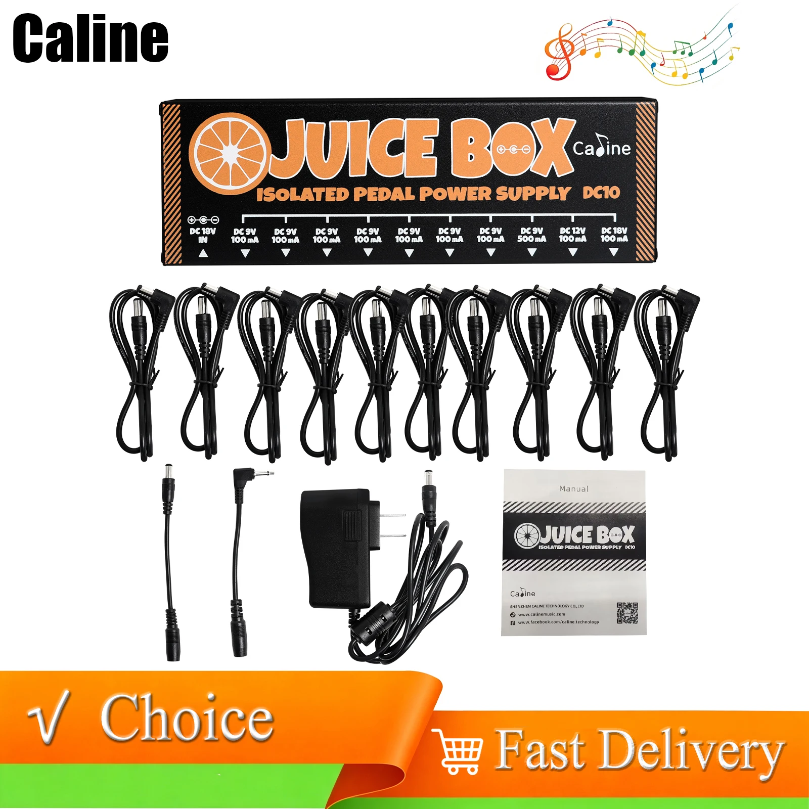 Caline Effect Pedal Power Supply Guitar Effects Processor Machine Guitar Effects Pedal Parts EU Plug for Guitar Performance
