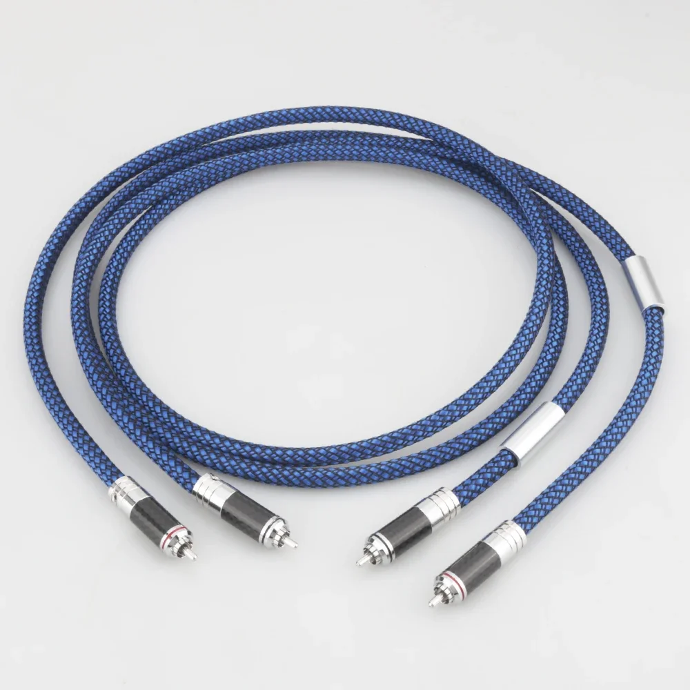 

Pair Silver plated RCA cable With Carbon fiber Rhodium plated RCA plug HIFI audio cable
