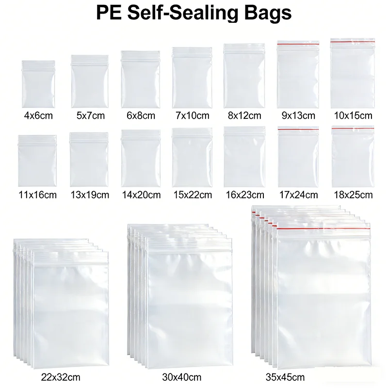 Heavy Duty PE Zipper Bags Waterproof Clear Plastic Seal Bags for Packaging Organizing And Storage