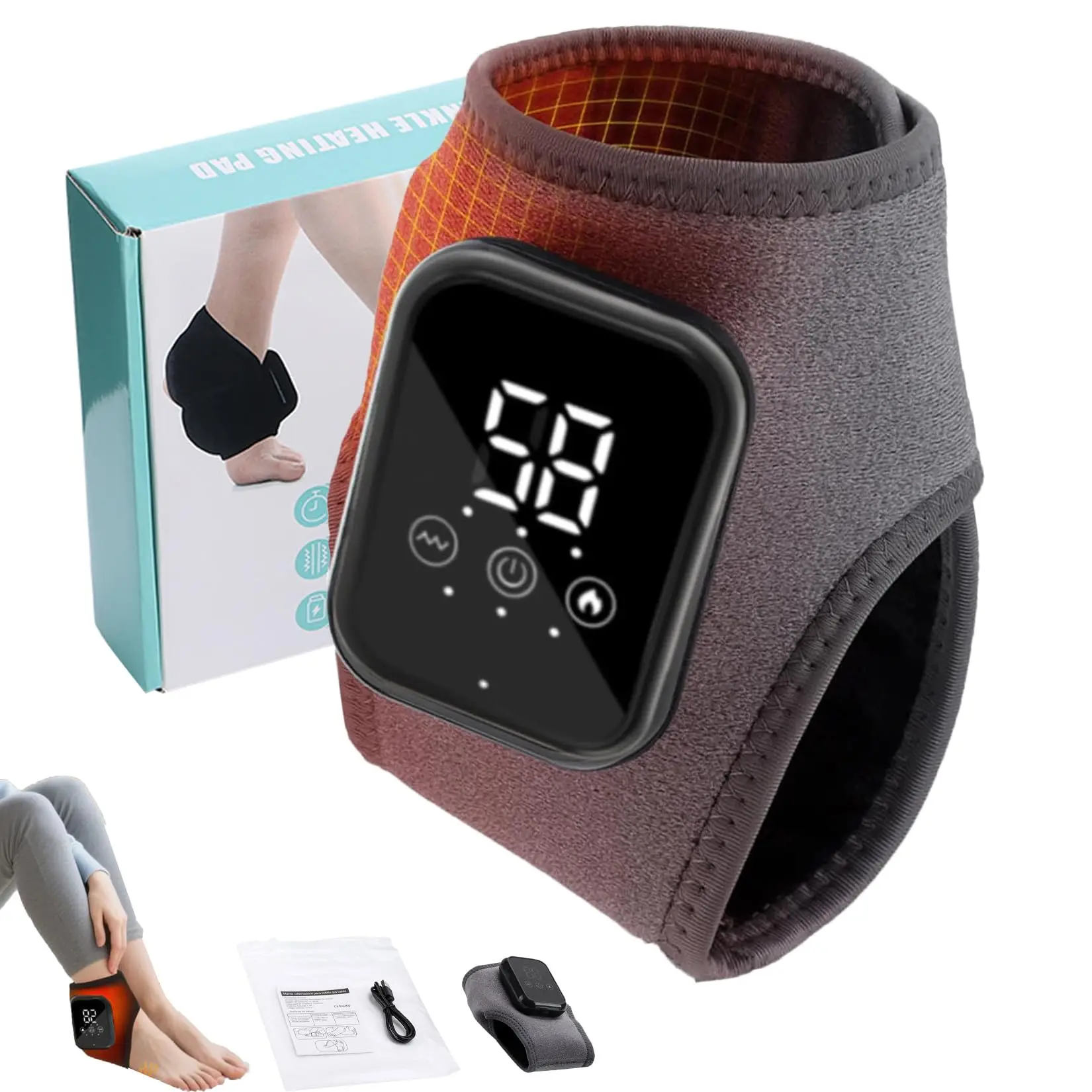 مدلك قدم حراري، ضواغط ساخنة، مدلك اهتزاز، مادة قابلة للتنفس، مفصل USB للقدم والكاحل، حماية من الضغط الساخن #1