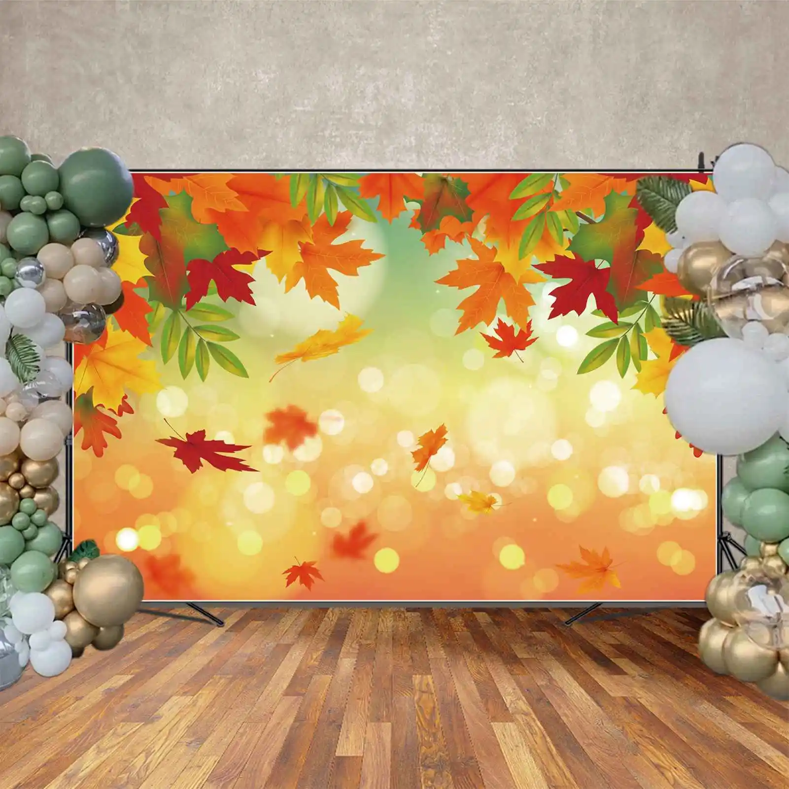 MOON.QG fondale autunno Maple Tree Leaves Product Photography Background personalizzato Kids Light Bokeh Spot Party Wall Photo Booth
