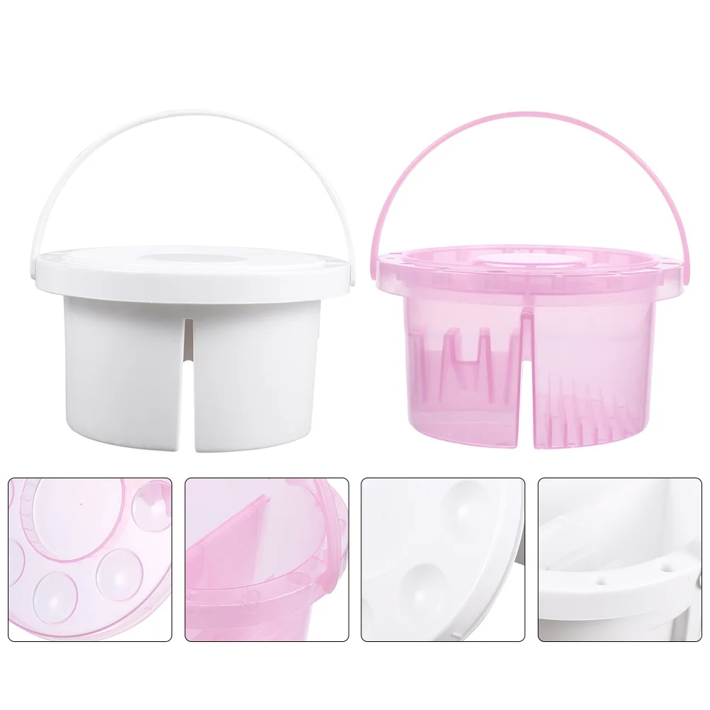 

2pcs Brush Pen Cleaner For Artists Kids Painting Accessory 3 In 1 Paint With Holder Grids Plastic Washing Basin