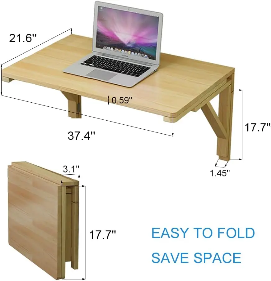 MELISEN Wall Mounted Folding Table for Laundry Room, Wall Mounted Fold Down Desk for Small Saving Spaces, Kids Floating Desk for