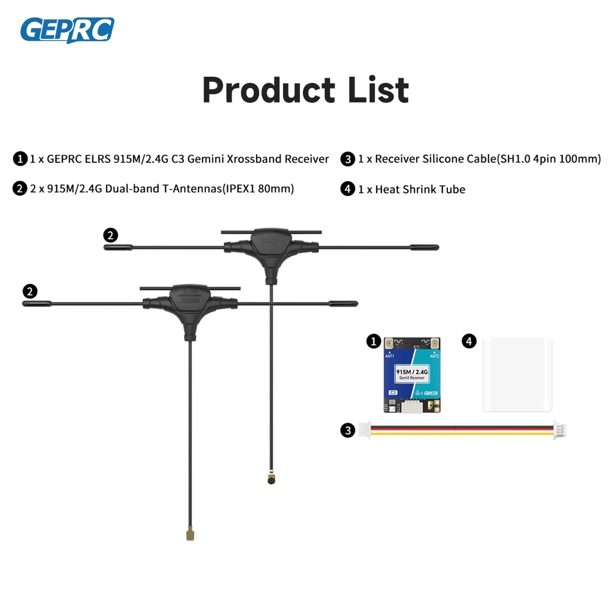 Dual-RF ELRS C3 Gemini Receiver Module 915M 2.4G Xrossband 1000Hz GEPRC For Long Range FPV Drone RC Spare Parts