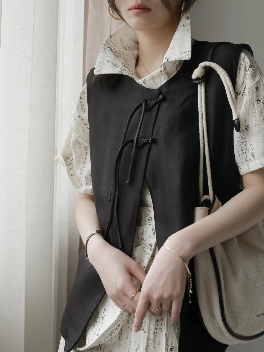 

Жилет женский Warmo в стиле ретро, новый китайский дизайн, с пуговицами, весенний, верхняя одежда, однобортный, с круглым вырезом, на одной пуговице