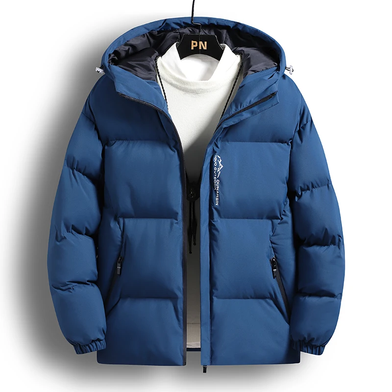 New Hooded Down Jacket and Cotton-padded Jacket for Middle-aged Men Thickened Warm Coat for Men Windproof Short Zipper Overcoat