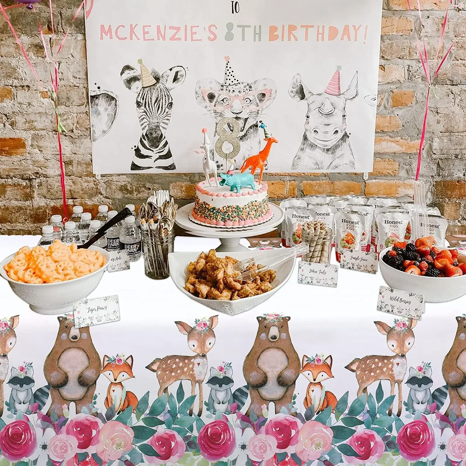 Woodland Animals Disposable Tablecloth Forest Jungle Bear Fox Deer Table Cover Happy 1st Birthday Party Decor Baby Shower Kids