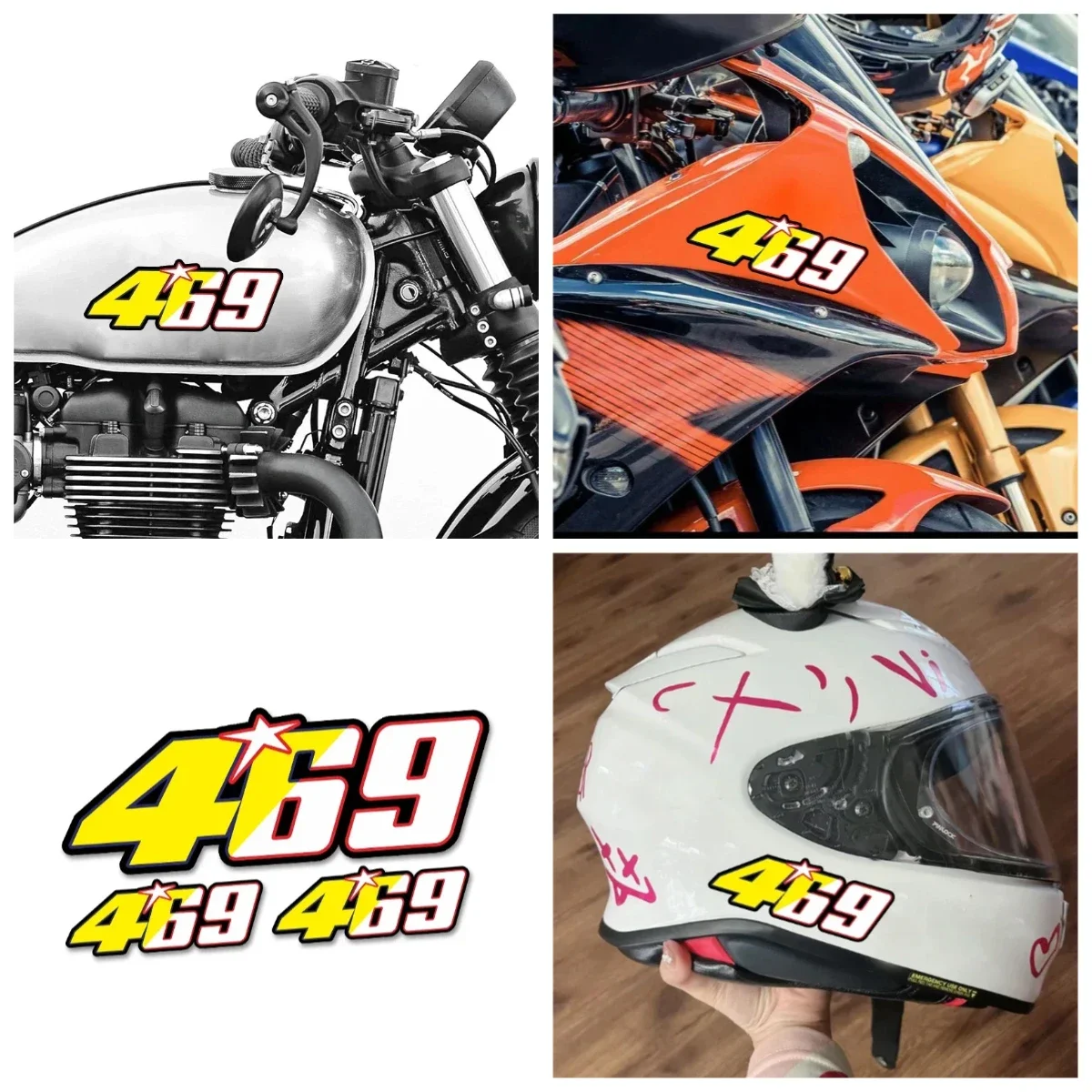 469 número de corrida carro motocicleta capacete adesivos decalques do tanque combustível à prova dwaterproof água para ducati
