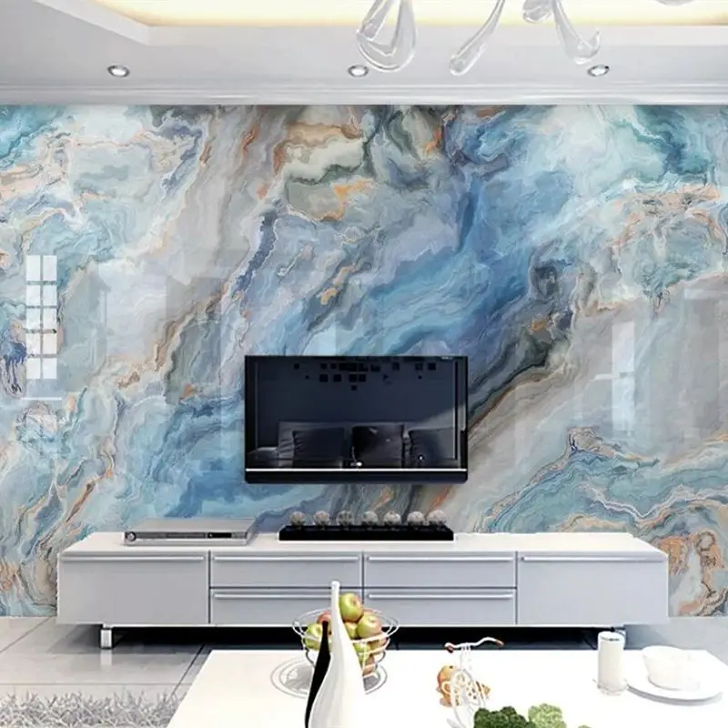 

beibehang Custom wallpaper 3D realistic mural with long flowing blue landscape marble TV background wall papers home decor обои