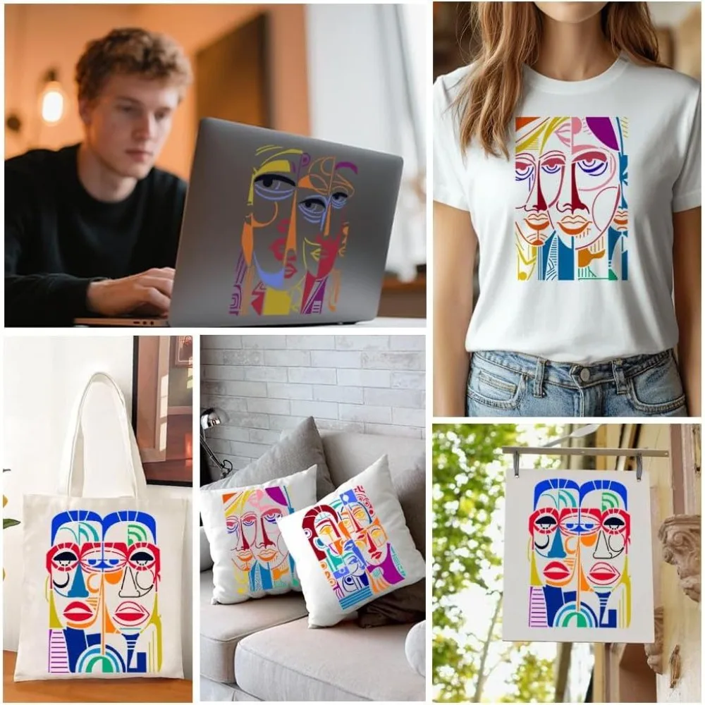 4Pcs Modern Abstract Faces Stencils for Painting