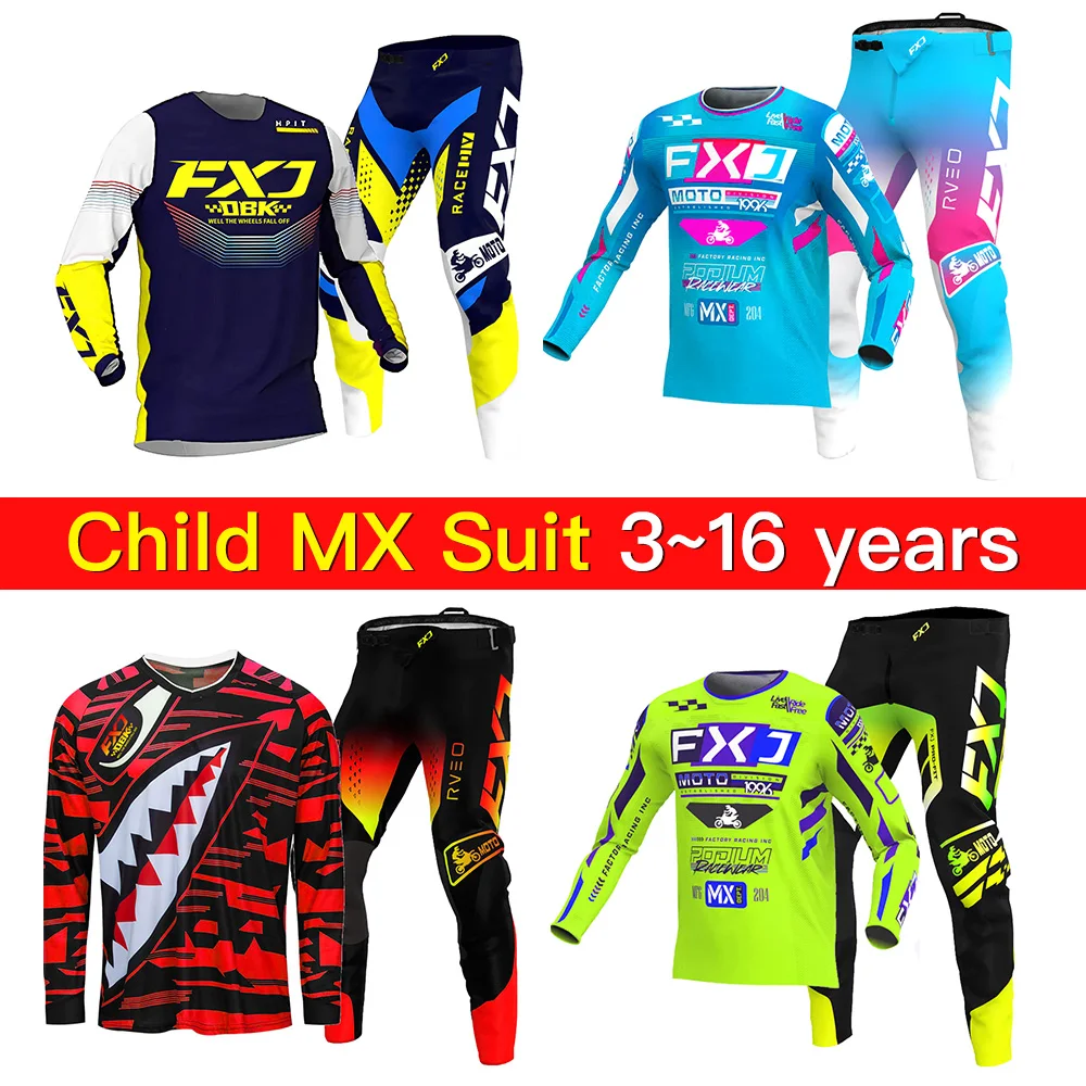 

Комплект для мотокросса (джерси и брюки) для детей и подростков: индивидуальный пошив с именем и номером, для эндуро, кросс-гонок, внедорожных видов спорта, MX, MTB, мотоциклетных гонок, для мальчиков и девочек.