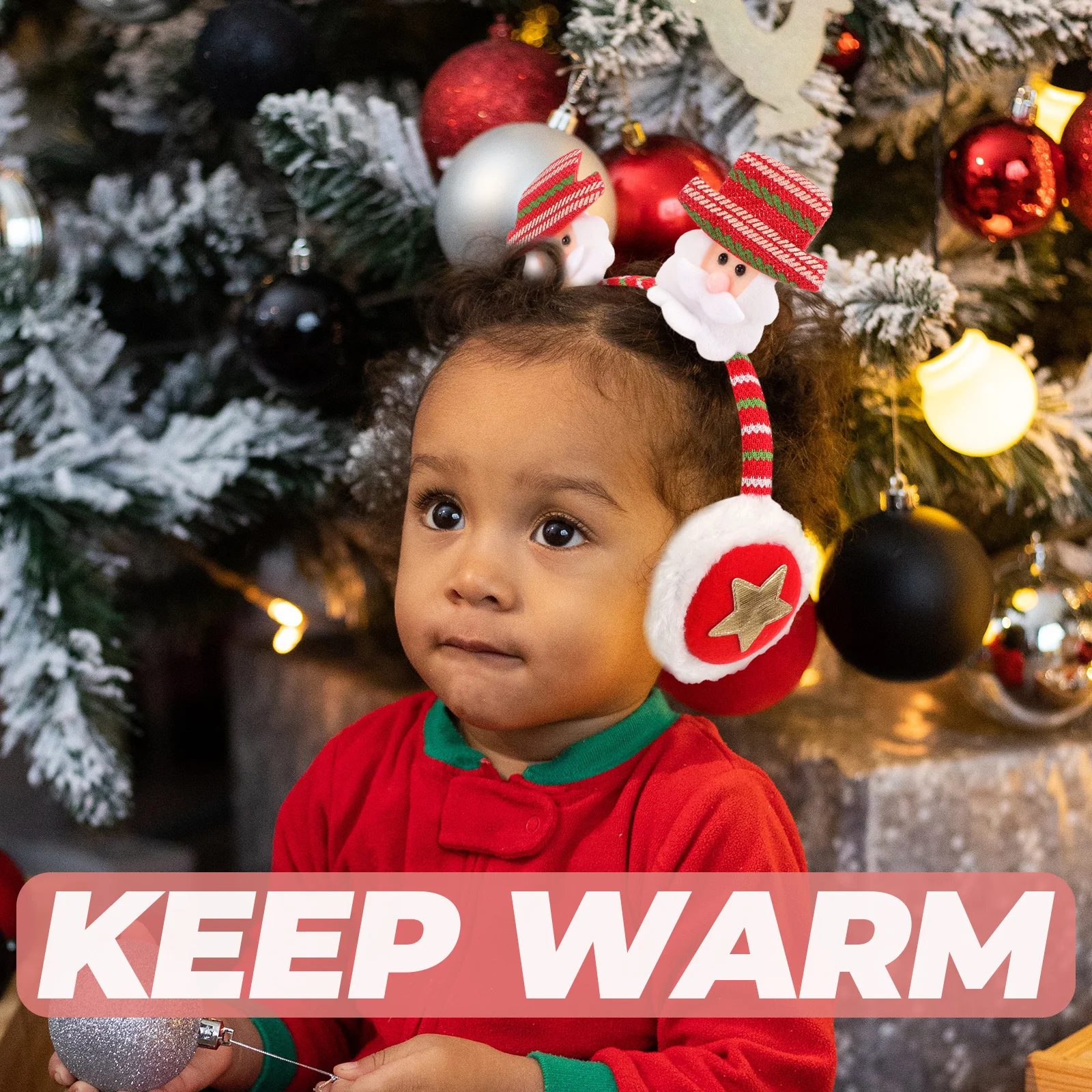 Orejera navideña, orejera cálida para invierno, diadema de Papá Noel, Protector de orejas para exteriores, regalo para niñas y mujeres, calentador de orejas de invierno