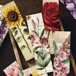 30pcs Vintage Floral Flower Bookmarks Student Reading Books Labeled School Stationary Supplies Aesthetic Bookmark Creative Gift