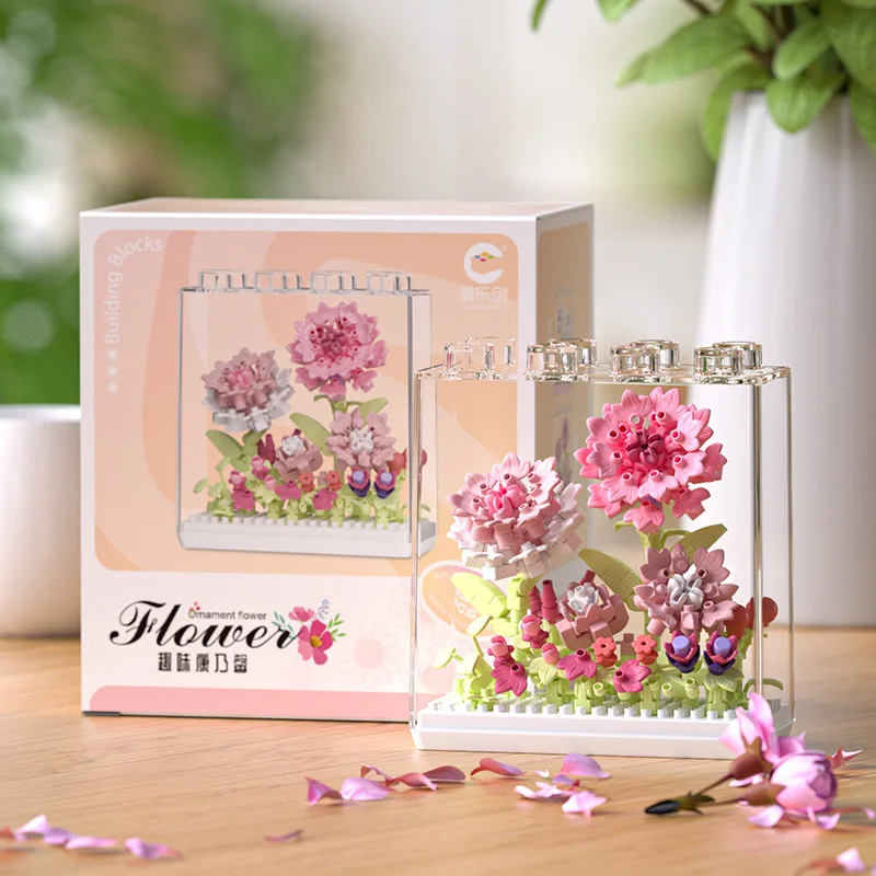 Qimeng Fun Mikrogranules Rose Ewige Blume Baustein Ornament Bausatz Geschenk für Mädchen 7323-26 – Detail 5