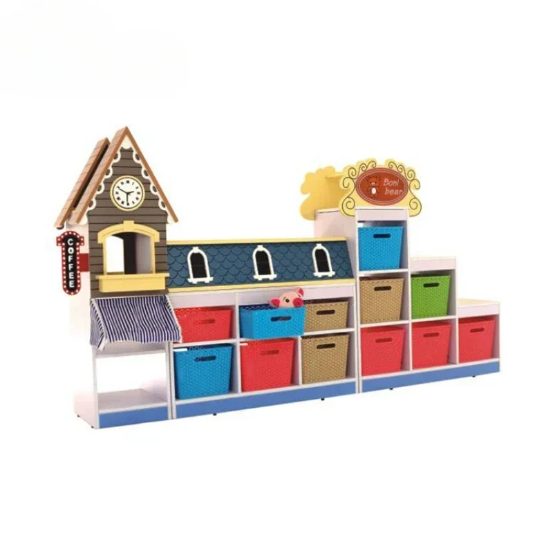 Newest cartoon furniture toy storage combination wood children cabinet