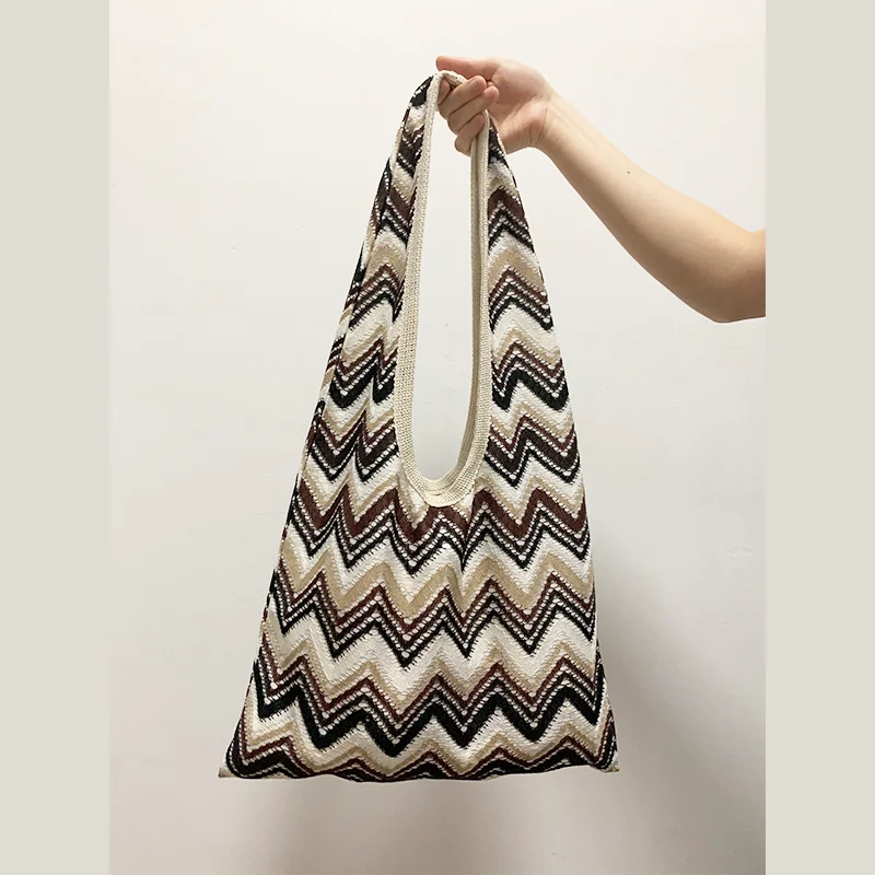 Vintage hohle Design gewebte Frauen Umhängetasche Stricken große Kapazität Handtaschen Sommerreise Shopper Tasche für Damen Strand taschen