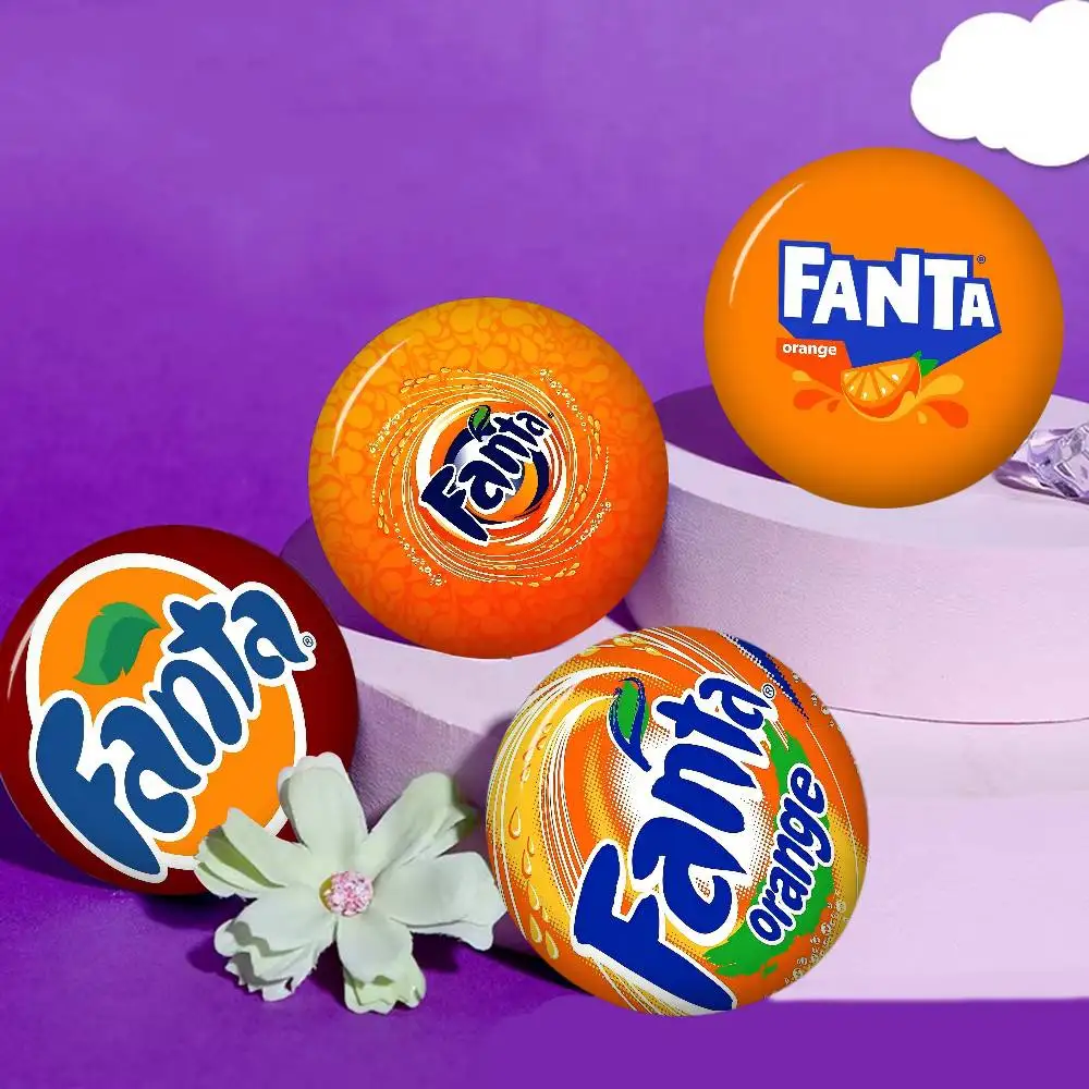 Broches con foto del logotipo de la marca clásica F-Fanta, insignias redondas creativas, regalos, pines de 32/44/58 mm