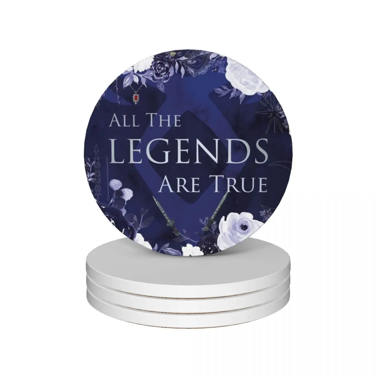 

Legends Ceramic Coasters (Set of 4) coffee cup stand original white Coasters