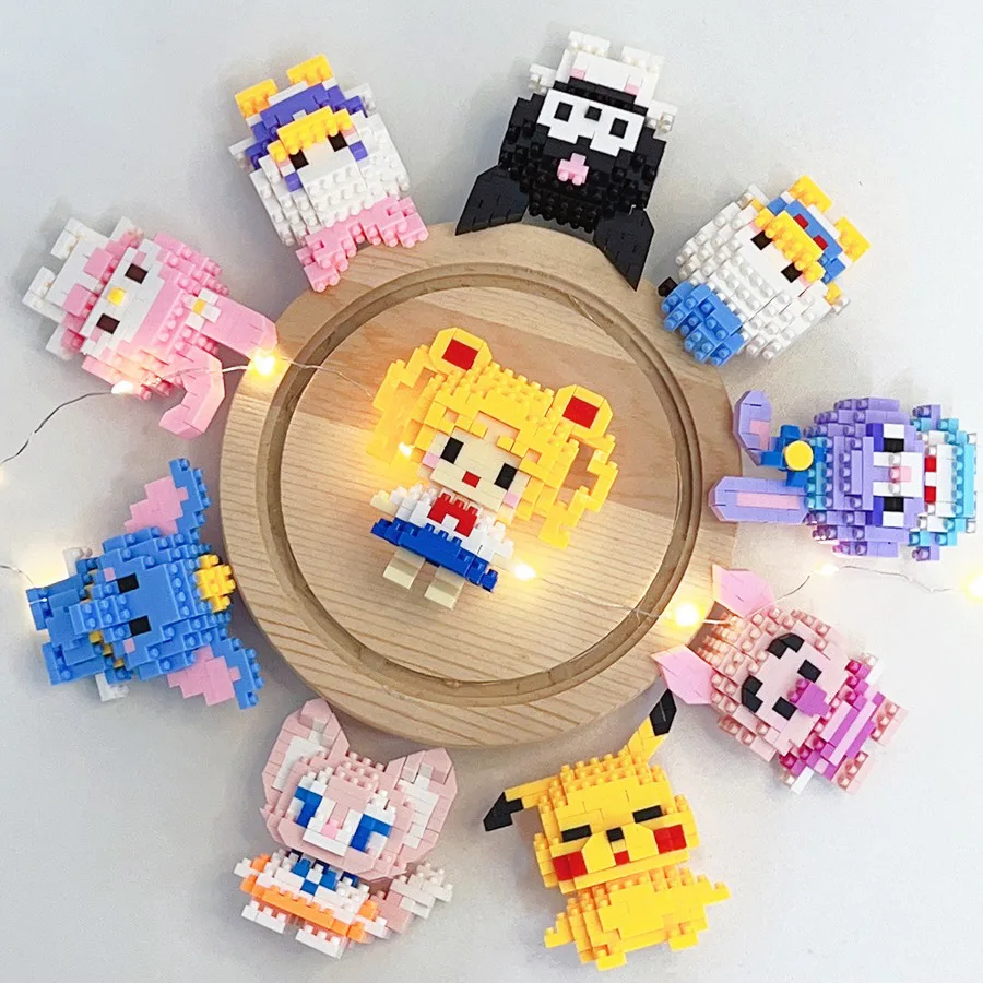 Disney-décennie s de construction Stitch pour enfants, LinaBell, Hello Kitty, Princesse, Figurines de dessin animé, Briques d\'assemblage, Jouets