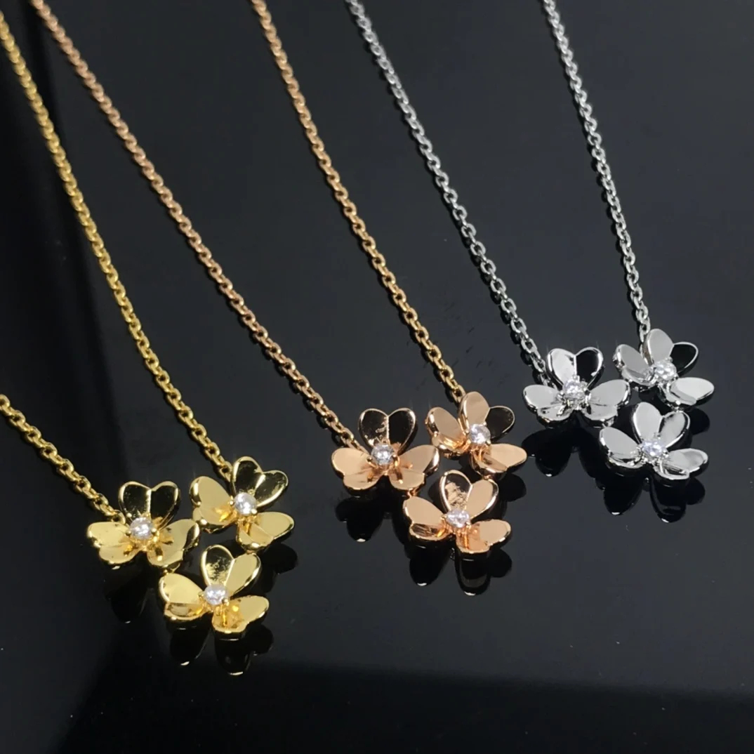 New European and American s925 Silver Flower Necklace Couple Gift Simple Fashion Versatile Personalized Light Luxury