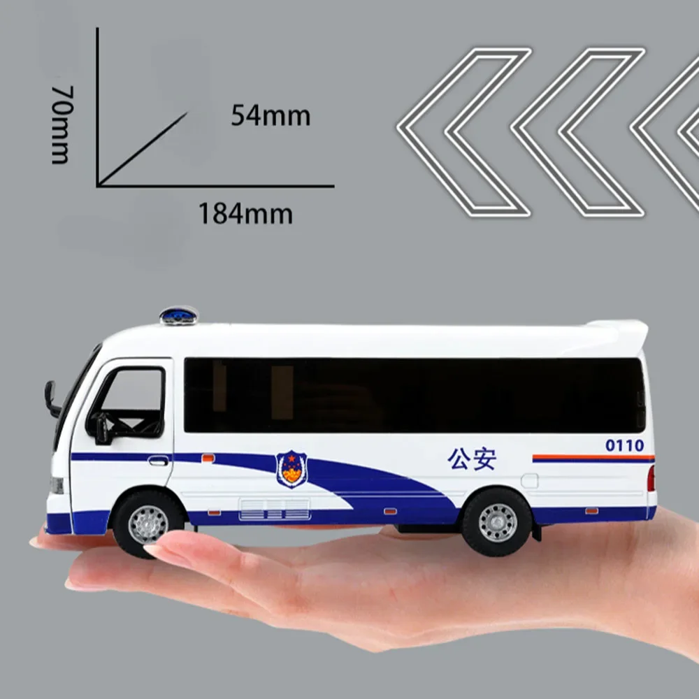 1:32 Coaster Politieauto Legering Diecast Model Speelgoedauto's 3 Deuren Geopend Geluid Licht Trek Zakelijk Voertuig Speelgoedcadeaus voor Kind