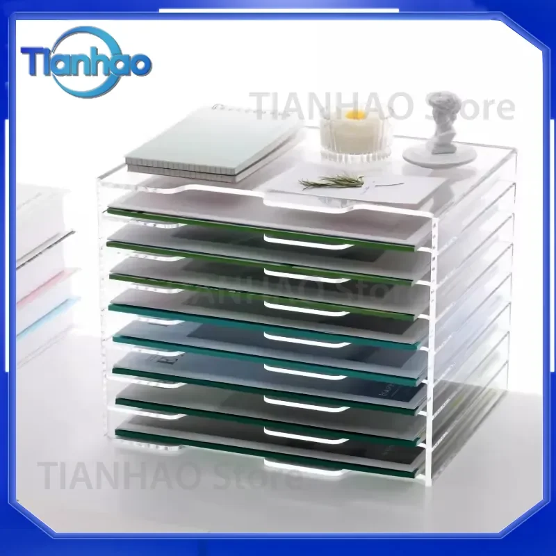 Thick Acrylic A4 File Holder Multilayer Document Organizer Rack Modern Office Desk Storage Shelf for Magazines Books for All