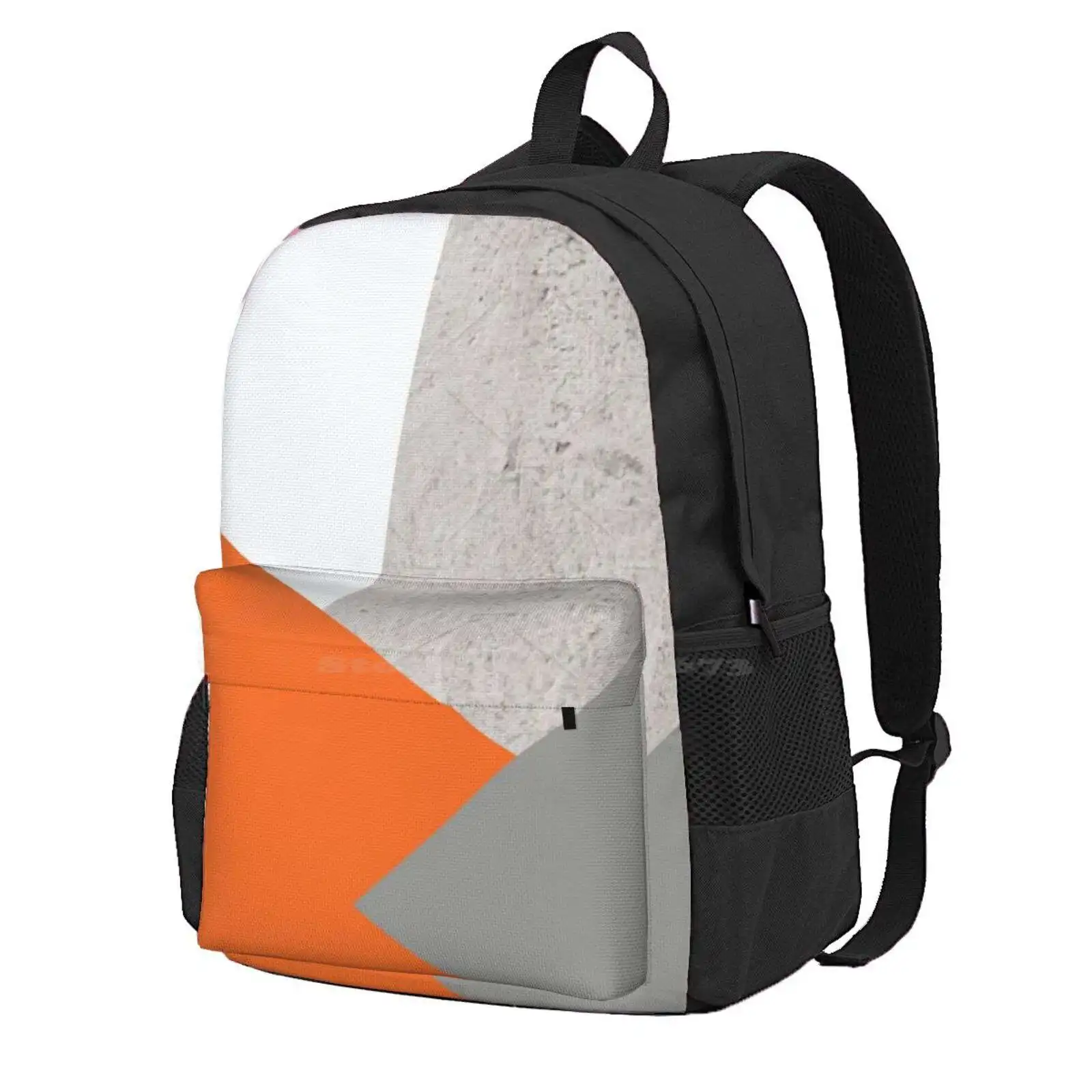 Grey Orange And Concrete Color Block Hot Sale Schoolbag Backpack Fashion Bags Minimalist Simple Scandinavian Grey Gray Orange