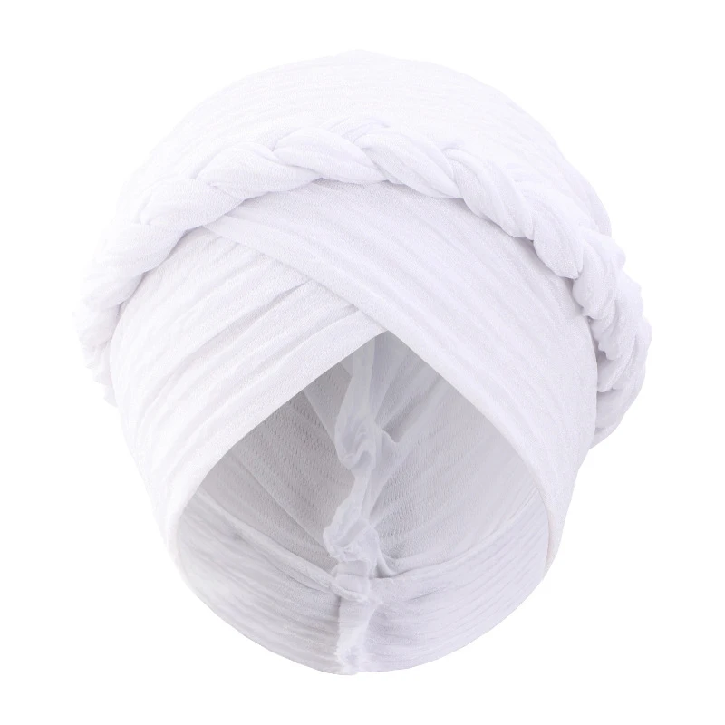 Nuovo Cappello Indiano Cofano Pieghettato Intrecciato Foulard Della Boemia Etnico Donne Chemio Cap Musulmano Hijab Perdita di Capelli Testa Avvolgente Turbante Mujer