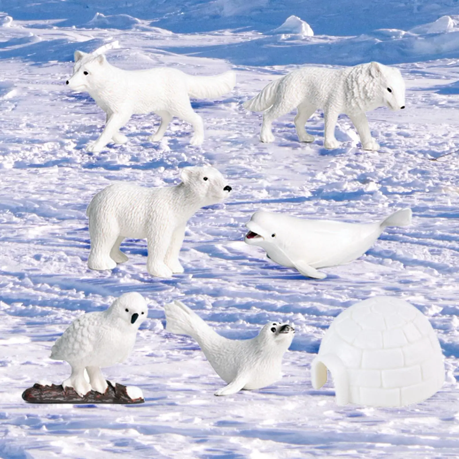 2x Animal Figurines Arctic Animals Toys for Home Decor Toddlers Kids Birthday Gift