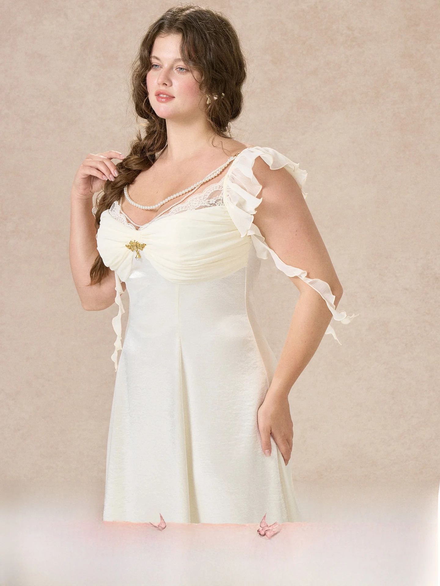 

Женское бальное платье большого размера из кружева и атласа, фасон А-силуэт, для весенне-летнего сезона, в стиле феи