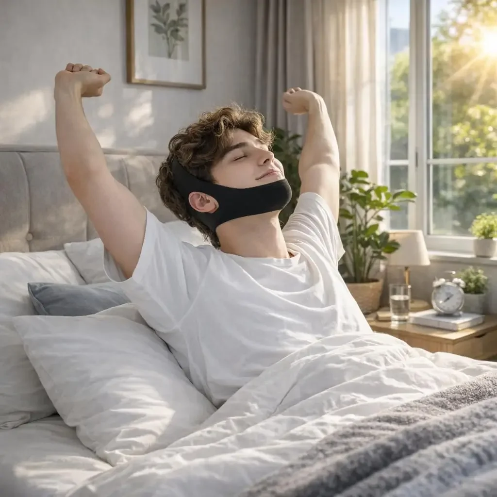 

Adjustable Anti-Snoring Chin Strap Soft Elastic Fabric Sleep Chin Support for Snoring Problem