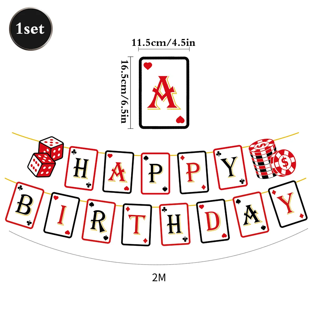 Casino Poker Karte Party Dekorationen Teller Tassen Servietten Happy Sign Banner Tischdecke Luftballons Las Vegas Geburtstag Party Supplies – Detail 7