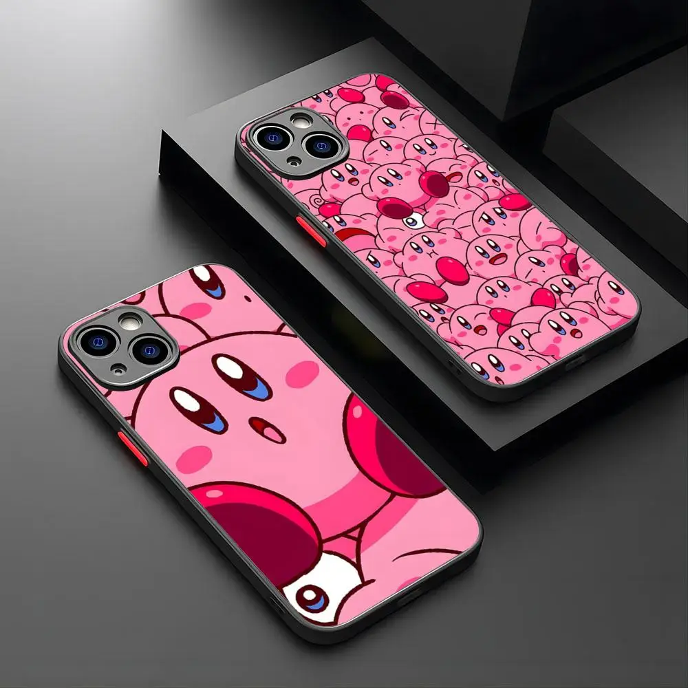 Bonita funda de teléfono k-kirbys para IPhone 15 16 14 12 13 11 Pro Compre XR XS Max Mini X 7 8 Plus, funda mate