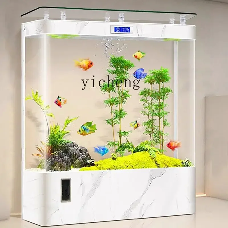 fish tank, living room is integrally formed against the wall, large ecological no-change aquarium box, intelligent floor
