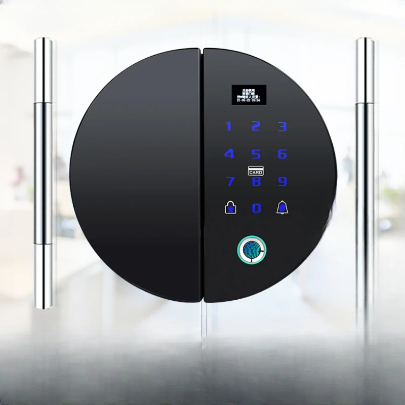 

Glass door fingerprint lock free hole office password lock single and double door smart electronic access lock remote control