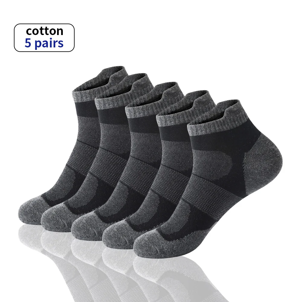 5 Pair High Quality Men Ankle Socks Breathable Cotton Sports Socks Mesh Casual Athletic Summer Thin Cut Short Sokken Size 38-45