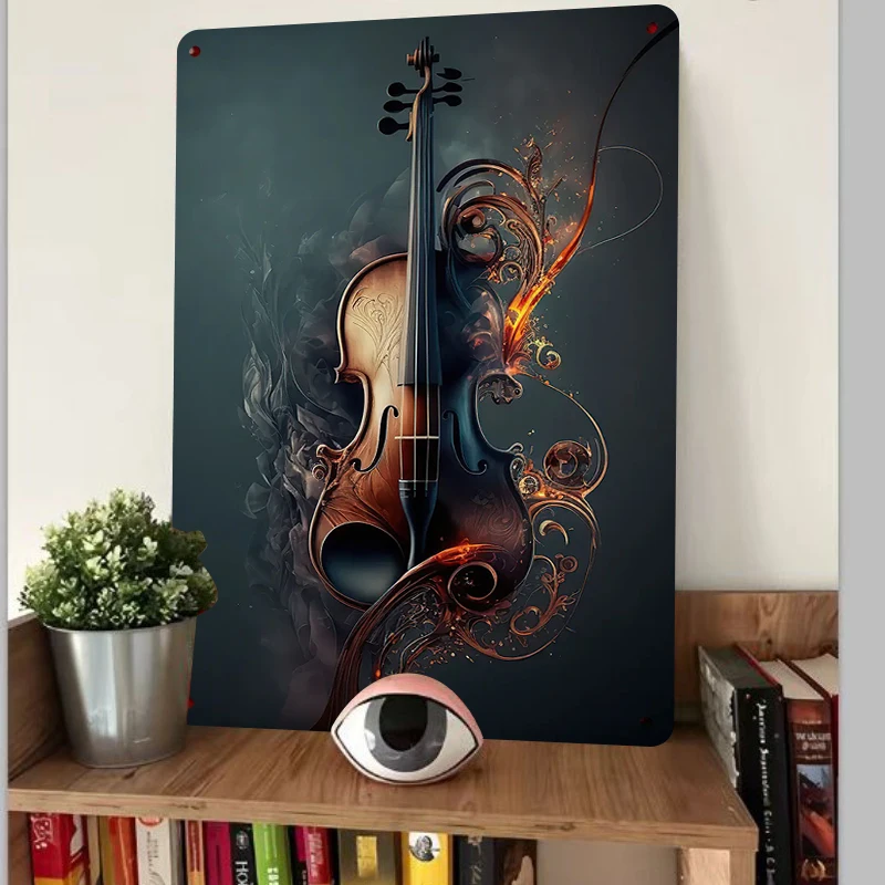 Artistic Violin Metal Wall Art Home Decor Creative European Musical Instrument Wall Hanging