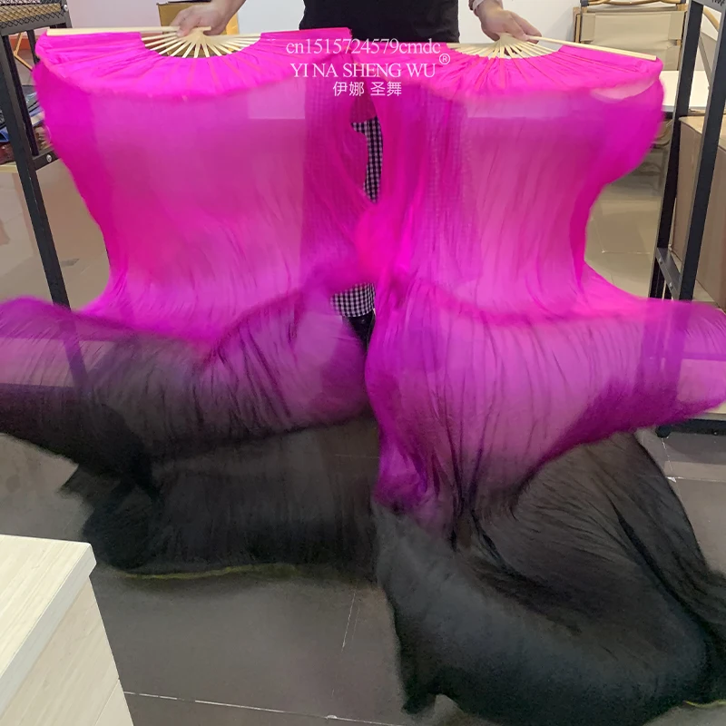 الرقص الشرقي مروحة حريرية عالية الجودة الصينية الحرير الرقص مروحة الرقص مرحلة الأداء الدعائم المشجعين مصبوغ يدويا مروحة التخصيص اللون #5