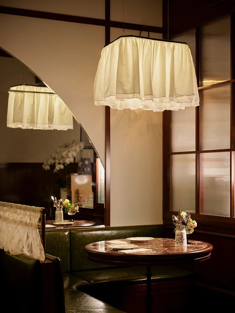 

French Restaurant Pendant Light Modern Hotel Shop Art Decor Chandelier Living Room Cloth Hanging Lamp for Room Decor Lustre