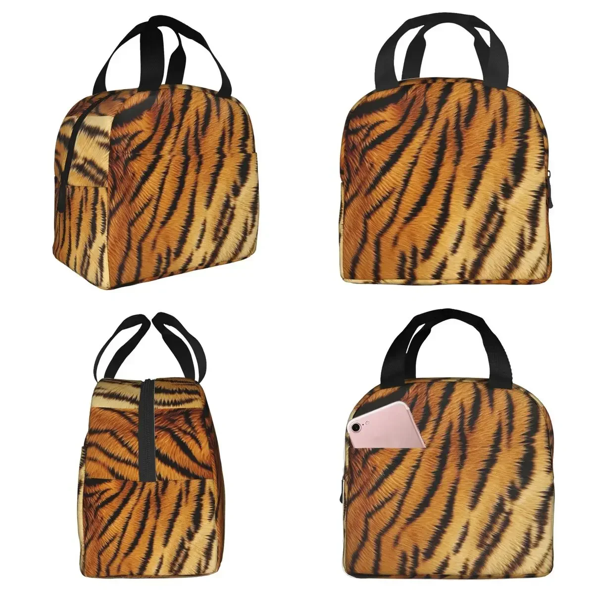 Tiger Skin Insulated Lunch Bag for Women Office Cooler Thermal Food Box Tote Leakproof Lunch Boxes Container