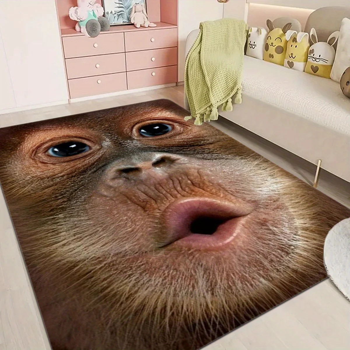 Funny Monkey Carpet & Home Decor - Cool Gorilla Area Rug Non Slip Foldable Washable Floor Mat for Entryway Hallway Gaming Room